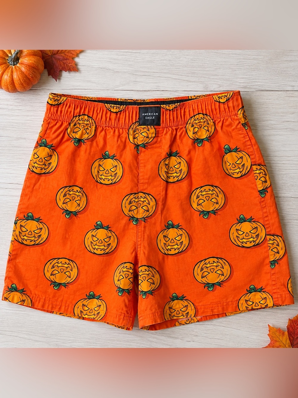 AEO American Eagle Pumpkin Stretch Boxer Shorts 🎃 Orange Halloween